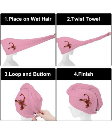 Red Scorpio Zodiac Microfiber Hair Towel Wrap for Women | 10"x26" Super Absorbent Hair Turban with Button - International Shipping - Buy Online on GoSupps.com