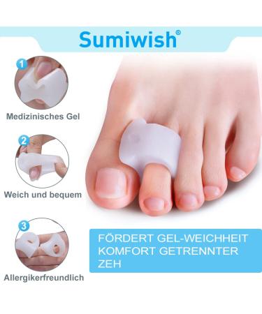 Sumiwish Gel Toe Separators 10 PCS - Bunion Corrector & Toe Straightener - Big Toe Spacer for Bunion Pain Relief - White - Buy Online on GoSupps.com
