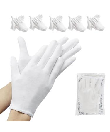 ZXFUTURE 10 Pcs(5pairs) White Cotton Gloves for Dry Hands Moisturizing Gloves Overnight Eczema Gloves Sleep Gloves for Women Cosmetic Jewelry Silver Moisturizing Coin Inspection Gloves white gloves 5 pairs