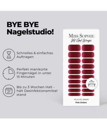 Original Miss Sophie UV Gel Nail Foils - Pink Ombre UV Gel Polish Strips for Fingers & Toes - Solid Color Nail Art - Buy Online on GoSupps.com