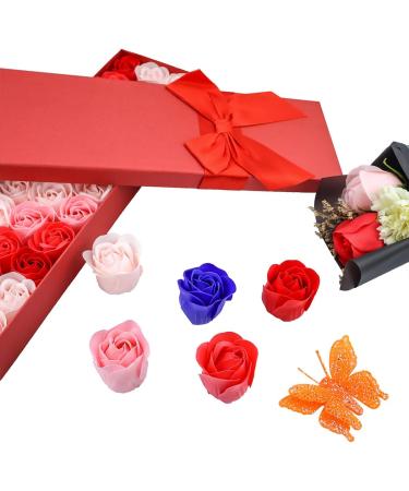 JIALEEY 33 PCS Floral Scented Bath Soap Rose Flower Petals Essential Oil Set - Perfect Valentine's Day Gift for Her - Buy Online on GoSupps.com