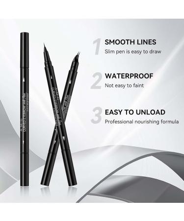 EONFAVE Eyebrow Pen Hair Drawing 2in1 DualEnd Microblading Eyebrow Pen Waterproof and Eyeliner Curved Eyebrow Pencil with 2 Points Precise Brush Tip Natural Dark Brown - Buy Online on GoSupps.com