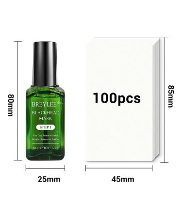 BREYLEE Tea Tree Oil Blackhead Remover Mask - 100 Pcs Nose Strips Set - Buy Online on GoSupps.com