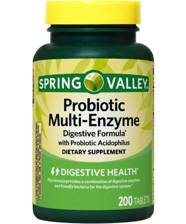 Spring Valley Multi-Enzyme Probiotic 200 Tablets + Vitamin Guide - Boost Digestive Health - Buy Online on GoSupps.com