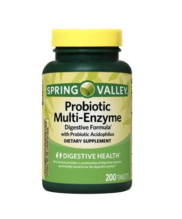 Spring Valley Multi-Enzyme Probiotic 200 Tablets + Your Vitamin Guide