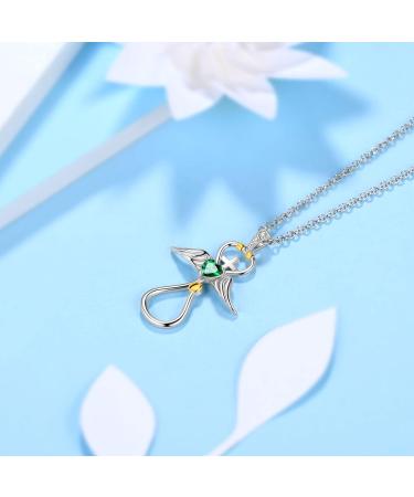 Cute Cat Necklace with Sparkling Zirconia Crystal Birthstone Pendant Necklace for Girls Womens White Gold Over 925 Sterling Silver Animal Necklace Birthstone Jewelry Sweet Present Girlfriend Sisters D Emerald Pendant - Buy Online on GoSupps.com