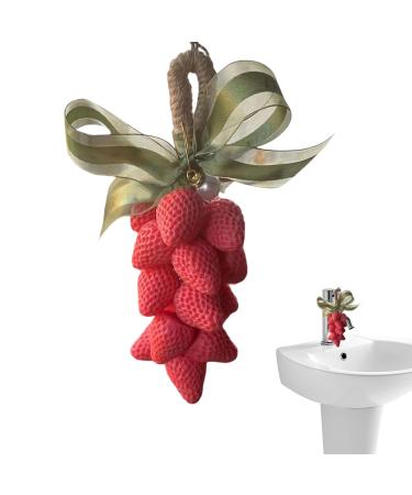 Savon Visage En Barre Forme Fraise | Savon Visage sur Cordon | Nettoyant Eclaircissant Decoratif Hydratant Pour Soin Peau Hommes Femmes Mains Corps