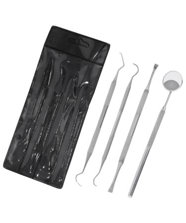 Plaque Remover for Teeth Cleaning Kit 4pcs Tatar and Calculus Removal Dental Mirror Dentist Care Set Stainless Steel Dental Tools for Personal and Home Use