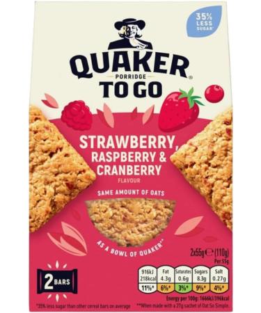 Hamperly Gifts Breakfast Bars Bundle Consisting of Quaker Porridge to Go Mixed Berries Breakfast Bars 2 x 55g (2 Pack) - Buy Online on GoSupps.com