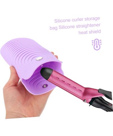 Heat Resistant Hair Curler Insulation Pouch - Silicone Travel Storage Bag for Curling Iron - 20x10cm Purple - Buy Online on GoSupps.com