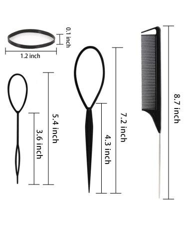 1000Pcs Elastic Rubber Bands with Topsy Tail Hair Tools Set - Hair Braid Accessories for Girls, Women - Black - Buy Online on GoSupps.com