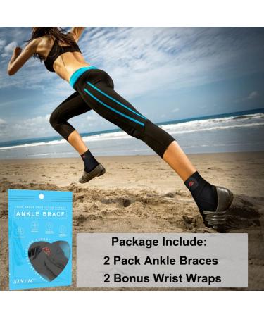 Adjustable Compression Ankle Braces 2PCS for Men & Women Breathable Support for Sprains, Sports Injuries - Large Classic Black - Buy Online on GoSupps.com