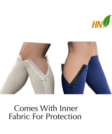 2 Set Closed Toe 20-30 mmHg Zipper Compression Leg Socks - Navy & White L/XL (2 Pairs) | Best International Shipping - Buy Online on GoSupps.com