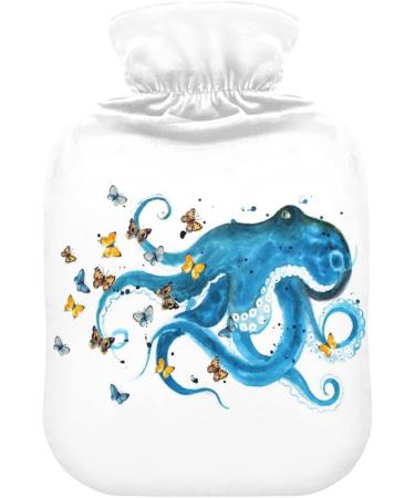 NAANLE Watercolor Butterfly & Octopus Heat Bottle - 1L Hot Water Bottle for Pain Relief Bed Warmth & Cold Therapy - Buy Online on GoSupps.com