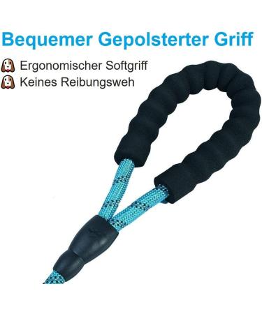 1.8m Thick Dog Leash with Padded Handle - Strong Reflex Seams for Night Safety | Suitable for All Dog Sizes - Blue 180x1.2 cm - Buy Online on GoSupps.com