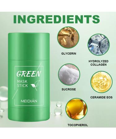 BlumeMeer Green Green Tea 2 pieces Green Mask Stick cleansing mask stick Green Mask Clay Stick Deep Cleansing Smearing control oil for moisturizing nourishing skin reducing blackheads - Buy Online on GoSupps.com