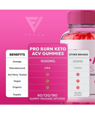Pro Burn Keto ACV Gummies - Advanced Weight Loss Formula with Apple Cider Vinegar, Beet Root Juice, Folate, B12 - 2 Pack (120 Gummies) - Buy Online on GoSupps.com