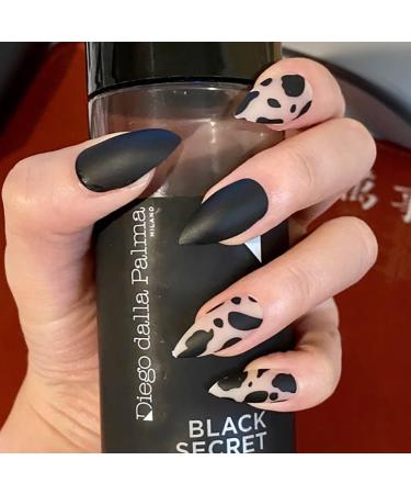 24Pcs Medium Tip Matte Black Frosting Leopard False Nails - Short Press Full Cover Fake Nails for Women and Girls - Buy Online on GoSupps.com
