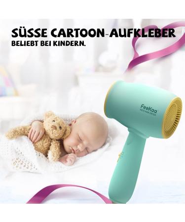 pretty girl Feekaa Mini Hair Dryer for Girls Gentle Heat for Baby Hair and Skin Low Noise 550 Watts Light and Durable Hair Dryer for Children and Pets - Buy Online on GoSupps.com