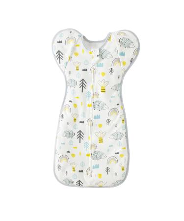 Duomiaomiao Baby Transition Swaddle Blanket Baby Sleeping Bag with Arms Up for All Seasons Cotton Baby Essentials for Newborn Boys Girls 0-6 Months Hedgehog 0-6 Months