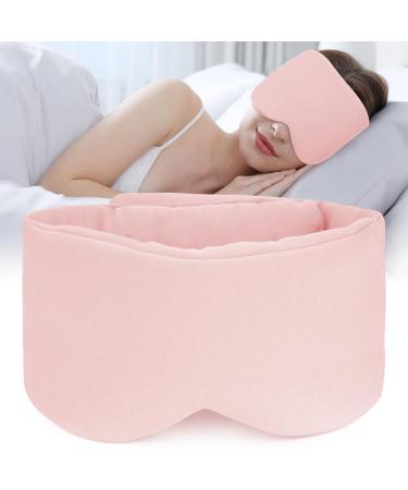 Hilph Cotton Sleep Mask Blackout for Side Sleeper Sleeping Eye Mask for Women Men with Wide Adjustable Headband Soft Pressureless Eye Cover with Earmuffs for Night Shift Nap Travel (Pink)