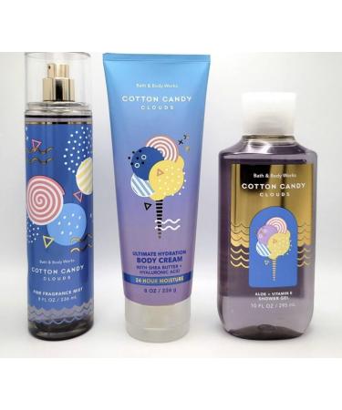 Bath & Body Works-COTTON CANDY CLOUDS - 3 Piece Bundle - Fragrance Mist - Body Cream - Shower Gel and Strawberry Cake Soap Natural - Buy Online on GoSupps.com