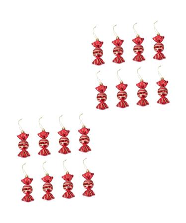Zerodeko 16 Pcs Candy Pendant Red Shatterproof Christmas Ornaments Toy Plastic Hanging Pendant Mint Child