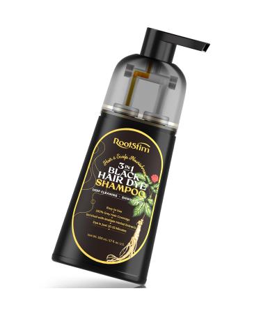 Black Hair Dye Shampoo 3 in 1 for Gray Hair Coverage: Natural Black Hair Color Shampoo with Herbal Ingredients for Women and Men Easy to Use Lasts 30 Days Ammonia-Free 17FL Oz