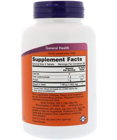 Now Foods Brewer's Yeast 200 Tablets - Premium Nutritional Supplement for Wellness - Buy Online on GoSupps.com