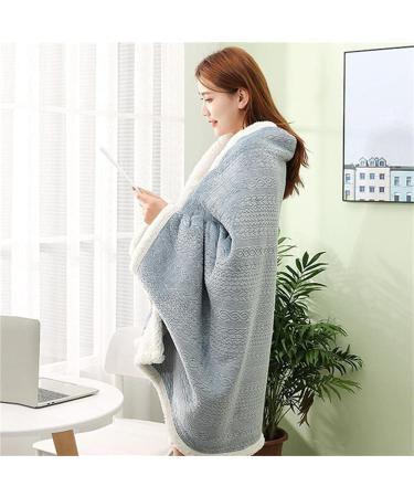 Warm Shoulder Shawl Cape Spring and Autumn Warm Soft Flannel Blanket Wearable Shawl Cape Napping Shawl Blanket for Women Blue 85*120cm - Buy Online on GoSupps.com