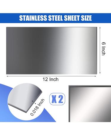 Stainless Steel Sheet Metal for Crafting - 2 Pcs 12 x 6 x 0.018 Inch - Buy Online on GoSupps.com