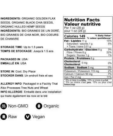 Organic Chia Flax Hemp Seeds Mix 5lb - Non-GMO Vegan Kosher Blend for Smoothies & Salads - Buy Online on GoSupps.com