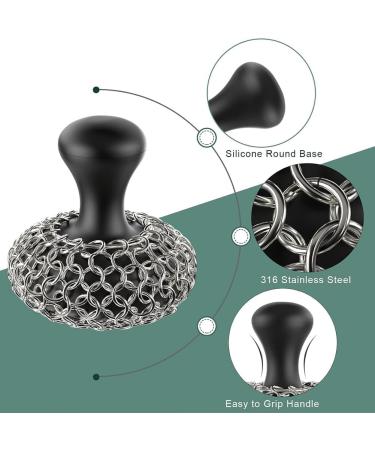 Tovmekdjn Cast Iron Scrubber - 316 Cast Iron Cleaner Scrubber Chainmail Scrubber for Cast Iron Pans Skillet Scrubber Reusable Easy to Use - Buy Online on GoSupps.com