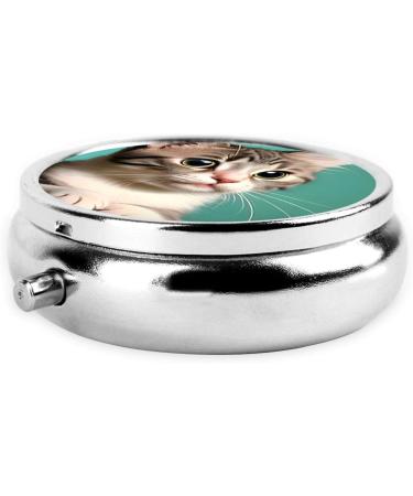 Curious Cat Round Pill Box | 3 Compartment Travel Organizer | Portable Pill Case for International Shipping - Buy Online on GoSupps.com