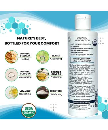 La Petite French Premium Liniment Wiping Lotion for Seniors - USDA Organic Incontinence Moisturizer & Skin Cleanser (8 oz) - Eco-Friendly Alternative to Wet Wipes - Buy Online on GoSupps.com