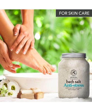 Buy Anti-Stress Bathing Salt 1300g | Sea Salt with Rosemary & Juniper Oil | Relax & Improve Sleep | Wellness Body Care Additive - Buy Online on GoSupps.com