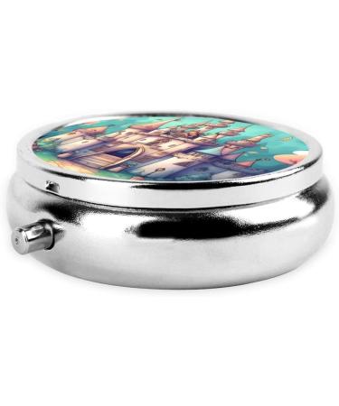 Classical Castleround Pill Box - 3 Compartments Portable Organizer for Purse & Pocket | Travel-Friendly Pill Box - Buy Online on GoSupps.com