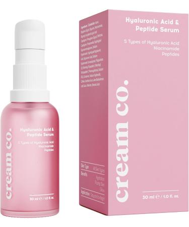 cream co. 30ml Peptide Serum & Hyaluronic Acid Face Serum for All Skin Types Niacinamide Anti Aging Serum for Face Vegan Balances Oil Revitalizes - Buy Online on GoSupps.com