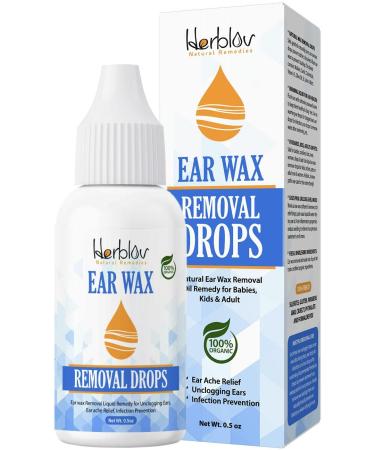 Organic Ear Wax Removal Drops for Clogged Ears  Natural Ear Wax Cleaner Oil for Kid, Adult, Baby  Earwax Removal Liquid Remedy for Unclogging Ears, Earache Relief, Ear Health (Made in USA)