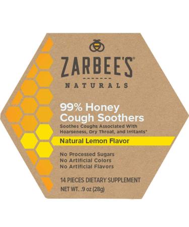 Zarbee's 99% Honey Cough Soothers Natural Lemon Flavor 14 Pieces