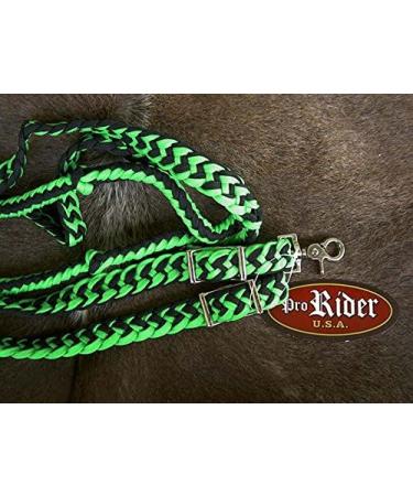 CHALLENGER Nylon Braided Knotted Roping Barrel Reins in Lime Green - 60705 - Buy Online on GoSupps.com