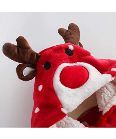 Unisex Baby Boys & Girls Hooded Bathrobe 0-24 Months - Soft Plush Flannel Fleece Animal Face Robe for Newborns & Toddlers - Christmas Gift in Red - Buy Online on GoSupps.com