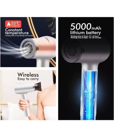Portable Cordless Blow Hair Dryer 2 Files 300W Rechargeable Blow Dryer w/Hot & Cold Wind & Quick Charging Base for Art Painting Home Outdoor Travel Tool - Buy Online on GoSupps.com
