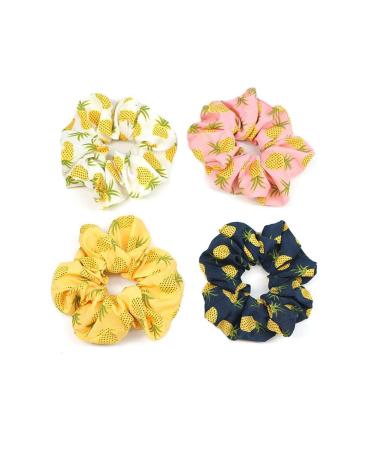 8PCS Bright Color Hair Rope Pineapple Pattern Cute Hair Ties Scrunchies Satin Elastic Ponytail Holders Rubber Bands Soft Hair Bow Bobbles Headdress Hair Decorations Accessory Women Girl Daily Gift
