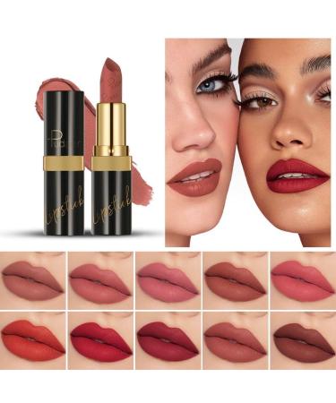 Shop Long-lasting Matte Lipstick - 10 Velvet Colors Non-stick Lip Glaze Color 09 | International Shipping Available - Buy Online on GoSupps.com