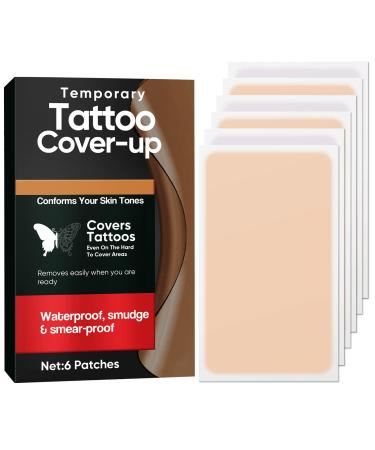 Tattoo Cover Up Tape  Ultra Thin Patch for Tattoo Scar and Birthmarks  Invisible Waterproof Skin Tone Concealer Sticker for Covering Up Scars Tattoos 6 Count (Pack of 1)