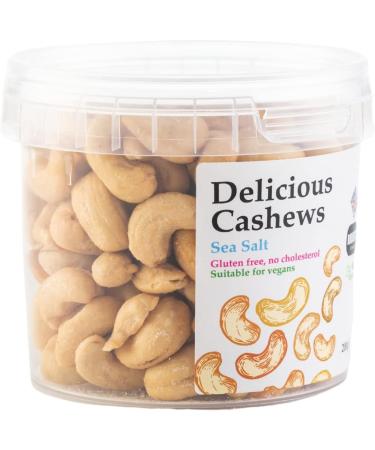 Delicious Cashews 200g Pots - Available in 11 Flavours - Gluten Free Vegan Low Carb High Protein Cholesterol Free - Handmade in Britain with Family Recipe (Classic Sea Salt) - Buy Online on GoSupps.com