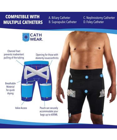 Cathwear Catheter Leg Bag Underwear | Medicare Approved Holder for Men & Women | Fits Foley Nephrostomy Suprapubic Biliary Catheters | 600ml Capacity | Black | Large (1 Pair - Buy Online on GoSupps.com