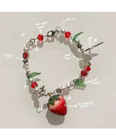 Oralgo's Unique Star & Strawberry Charm Bracelet - Trendy Women's Fashion Accessory Metal Alloy Chain Jewelry - Buy Online on GoSupps.com