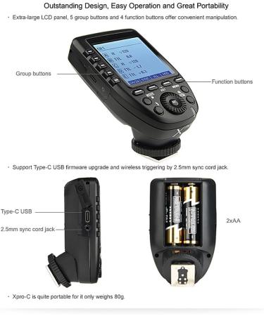 Godox Xpro-C TTL Wireless Flash Trigger for Canon - 1/8000s HSS, TTL/Manual, Large Screen, 5 Group Buttons - Buy Online on GoSupps.com